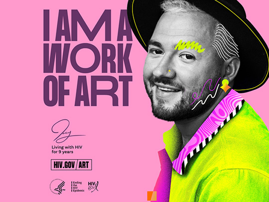 Image of man with text: I am a work in progress, I am a work of ART