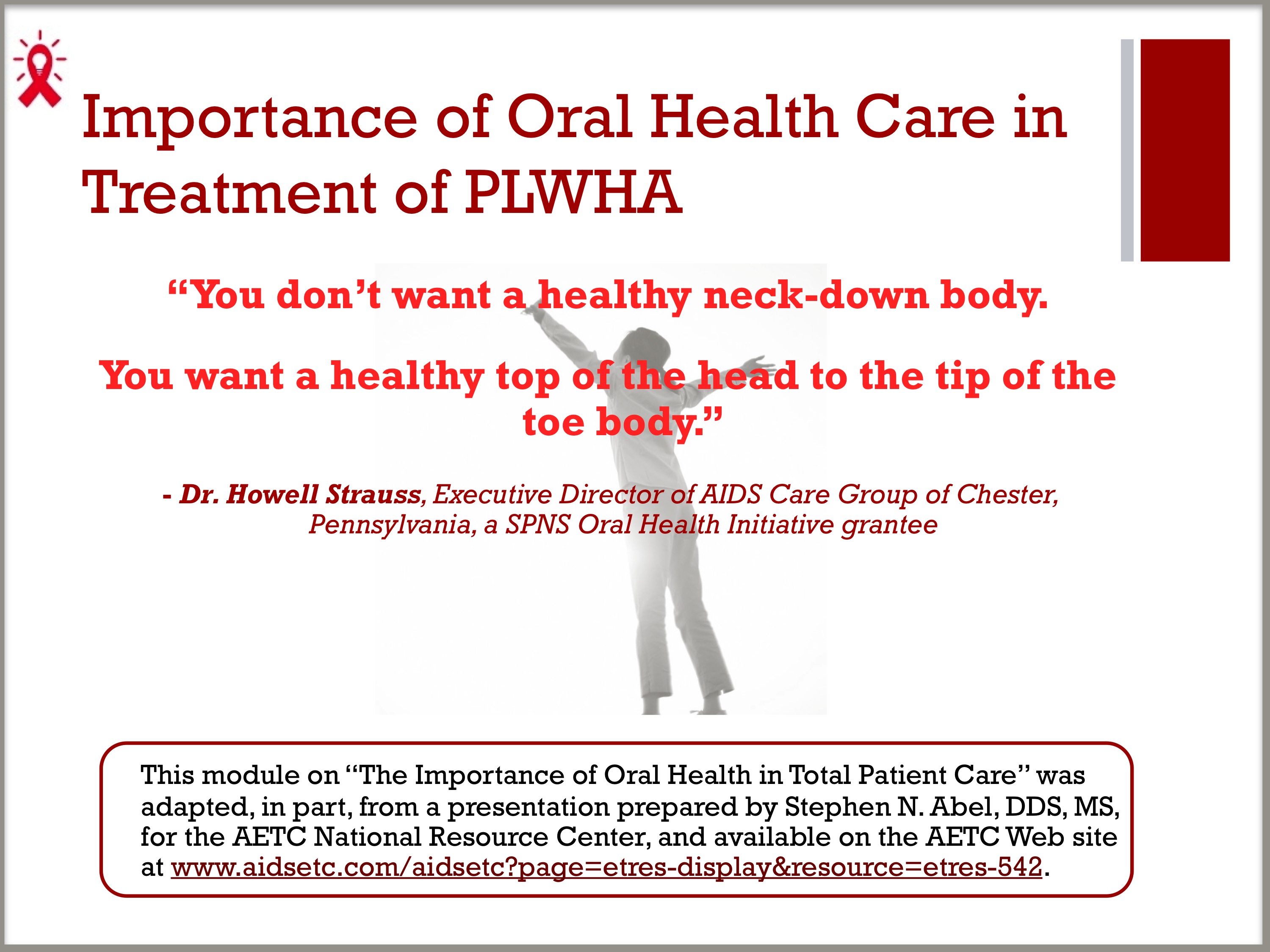 Oral Health and Systemic Health title slide showing oral health in the center of many other health concerns.