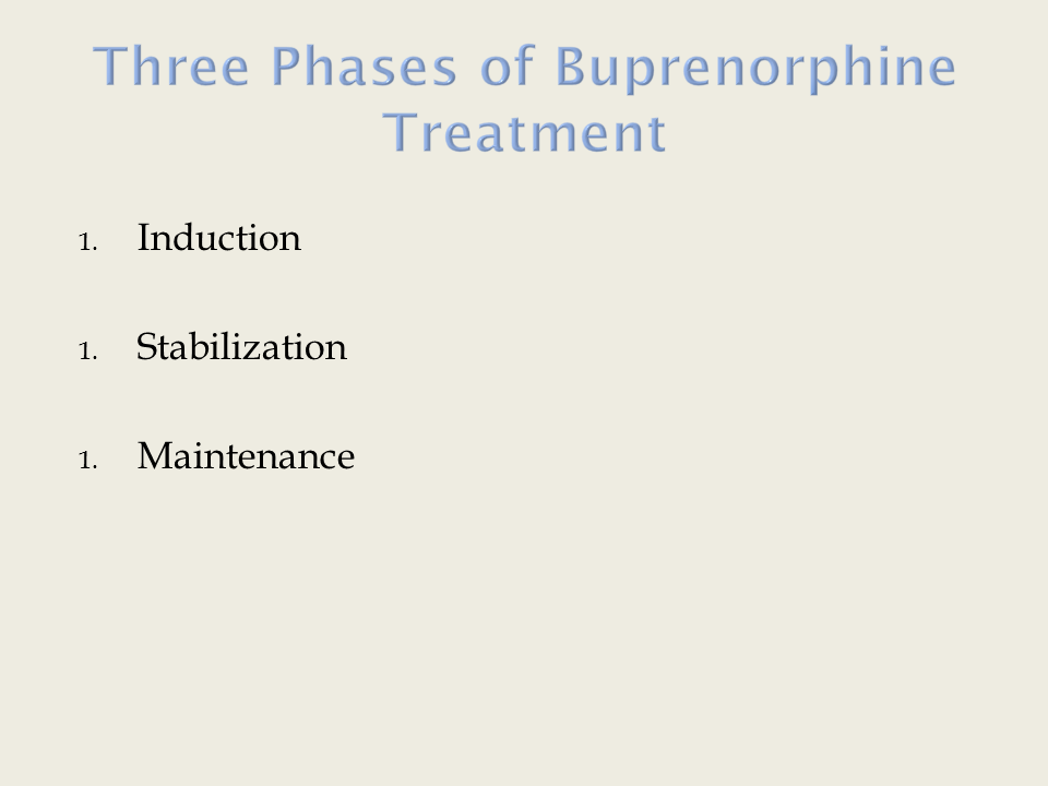 Three Phases of Buprenorphine Treatment